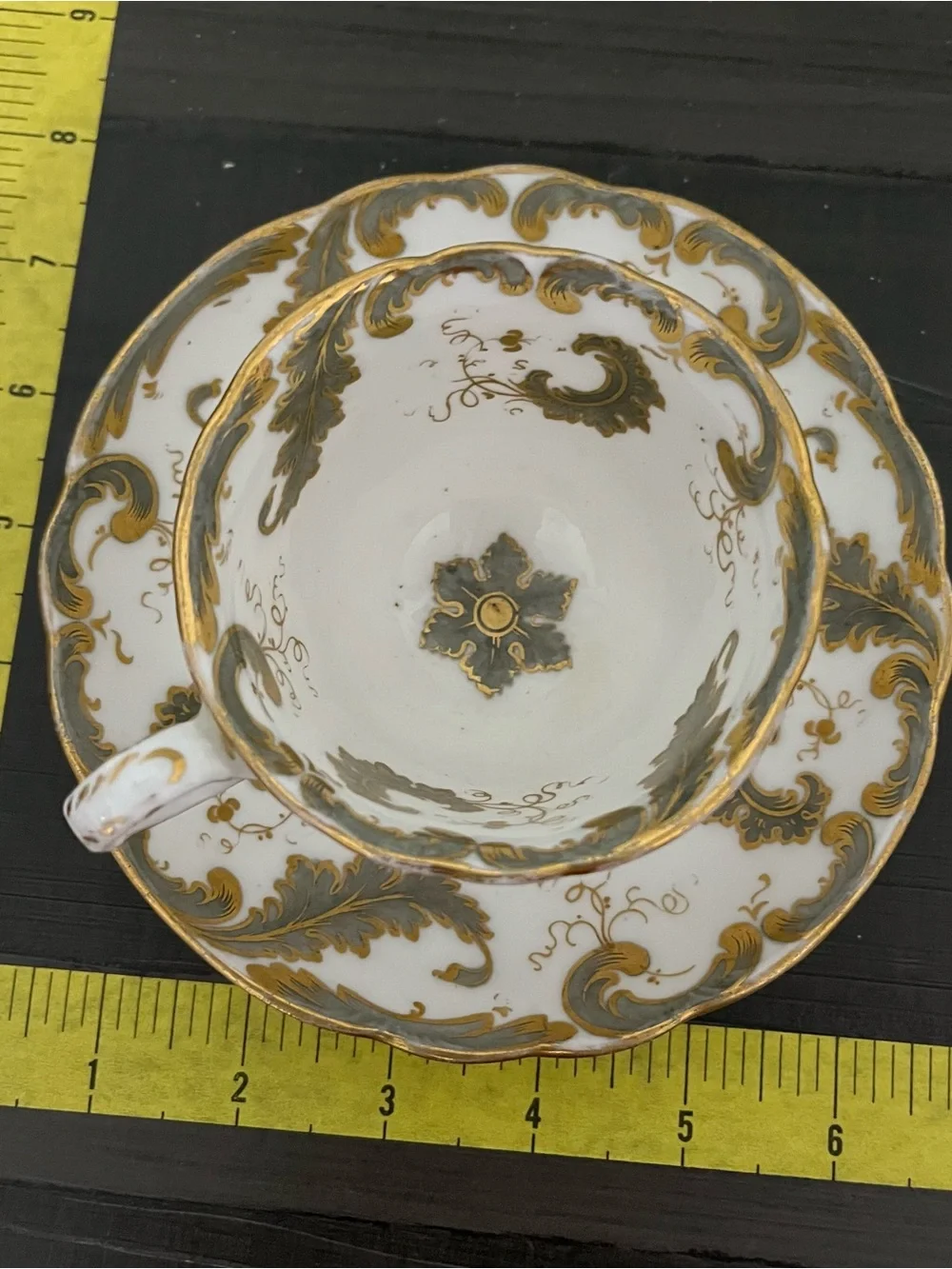 Elegant White and Gold Porcelain Teacup and Saucer from Wales England